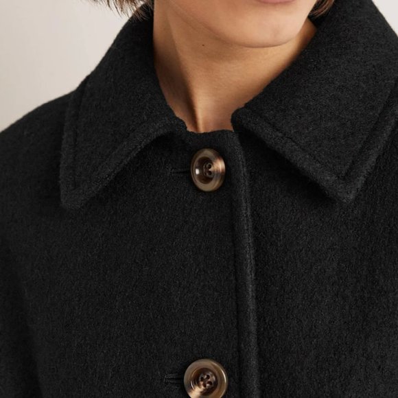 Brand NWT Boden Belted Textured Wool Maxi Coat Black - 8 - Picture 2 of 9